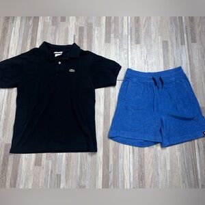 Lacoste Kids Black Polo Shirt & Abercrombie Terry Shorts, Size 10-12 (med)